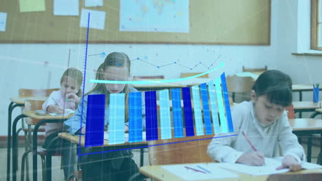 animación del procesamiento de datos financieros en diversos escolares