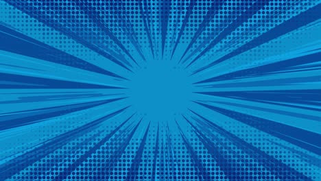 blue pop art background with halftone dots.
