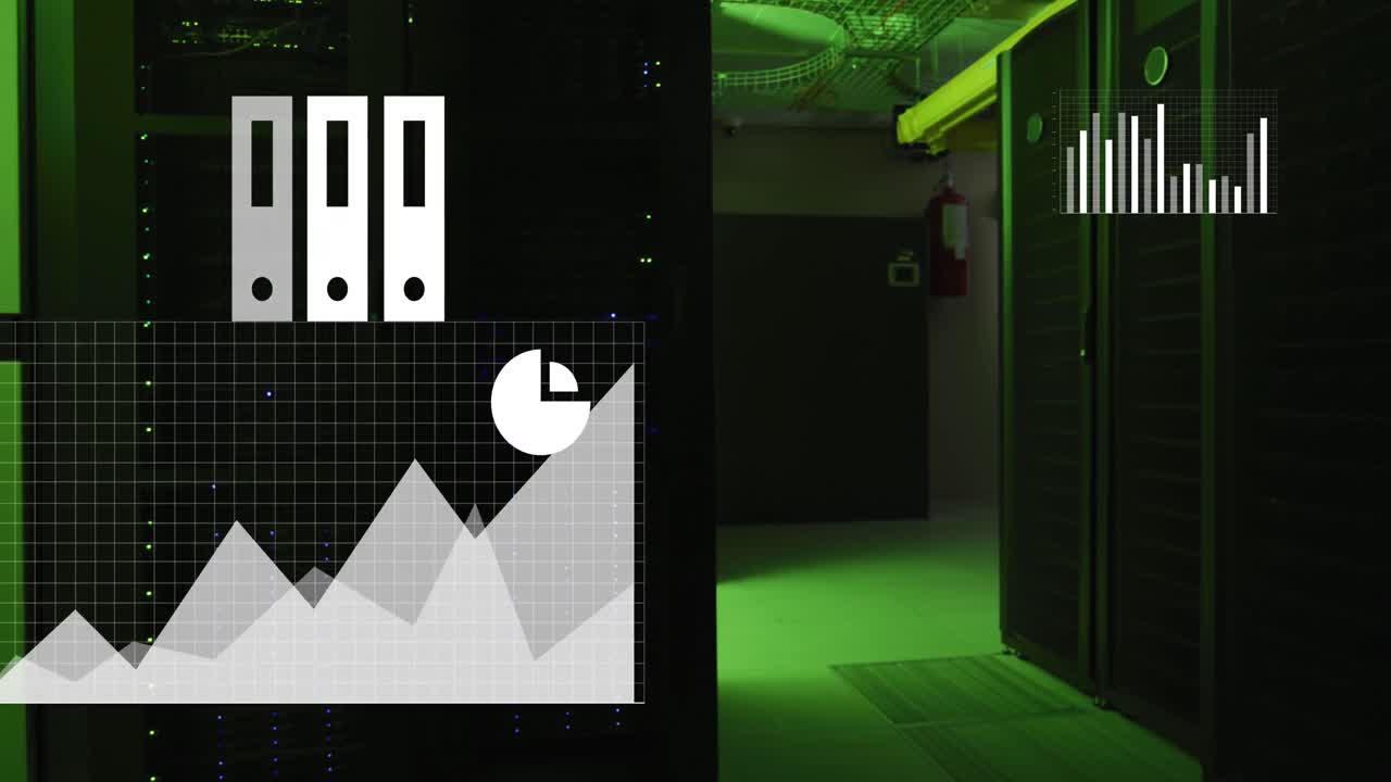Animation of financial data processing over computer servers