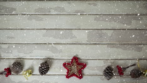 falling snow with christmas decorations