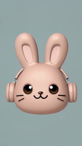 cute pink rabbit with headphones