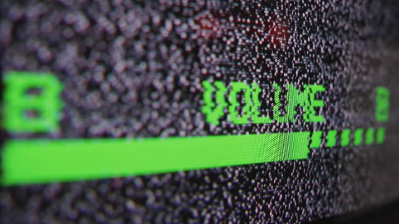 Green Volume Indicator on a Static Television Screen