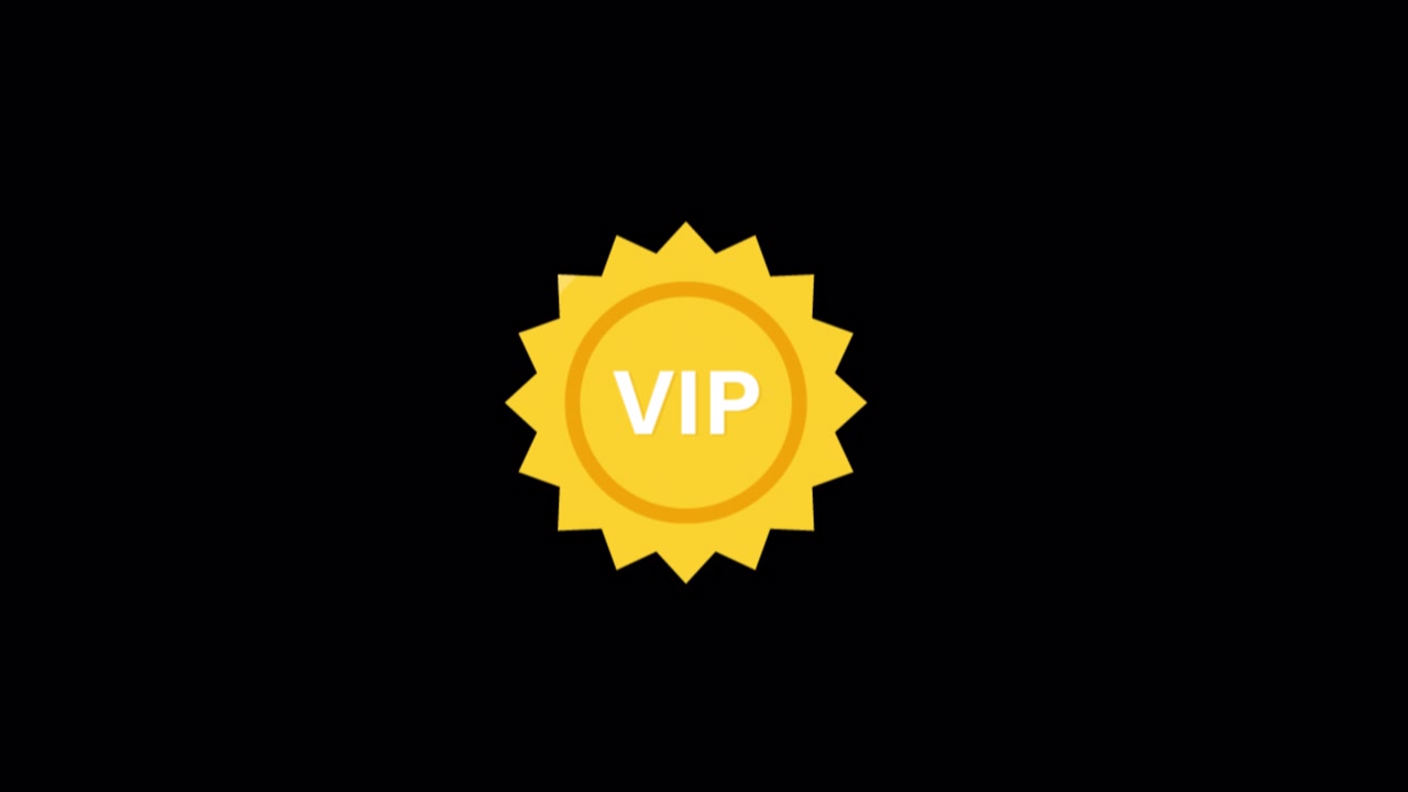 Animiertes goldenes VIP-Abzeichen auf schwarzem Hintergrund