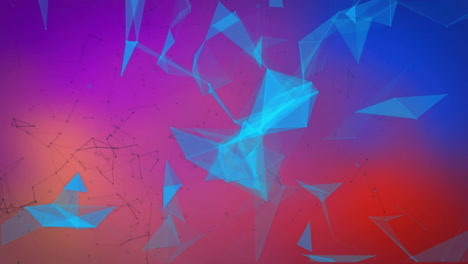 animation of blue shapes on colourful background