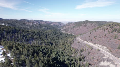 drone shot of a mountain highway winding along the edge of the mountain