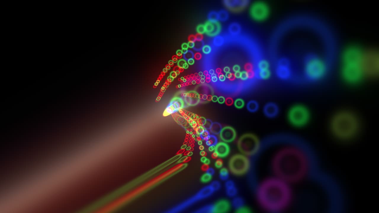 네온 빨간색과 녹색의 나선형 점