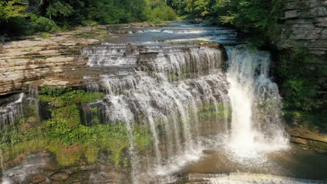 aerial view of cummins falls on the blackburn fork river in jackson county, tennessee