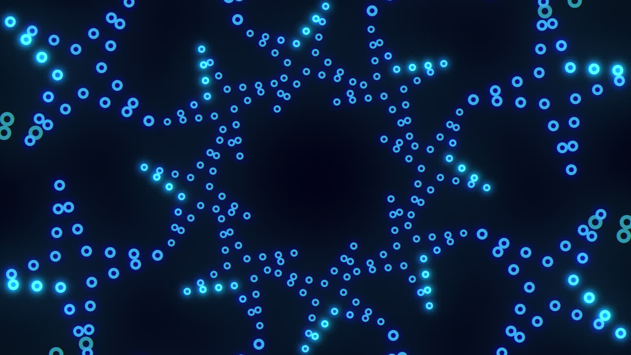 대칭적인 원과 파란 점은 매혹적인 패턴을 만니다.