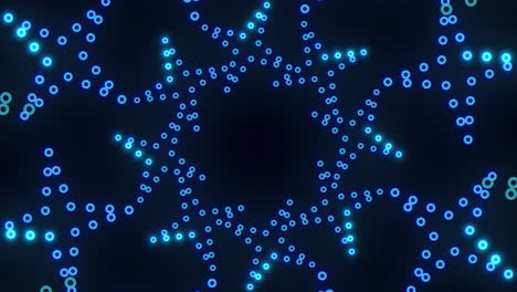 los círculos simétricos, los puntos azules crean un patrón hipnotizante.