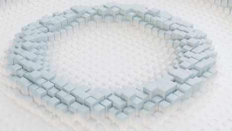 abstract background with ripple of white cubes seamless loop 3d render animation