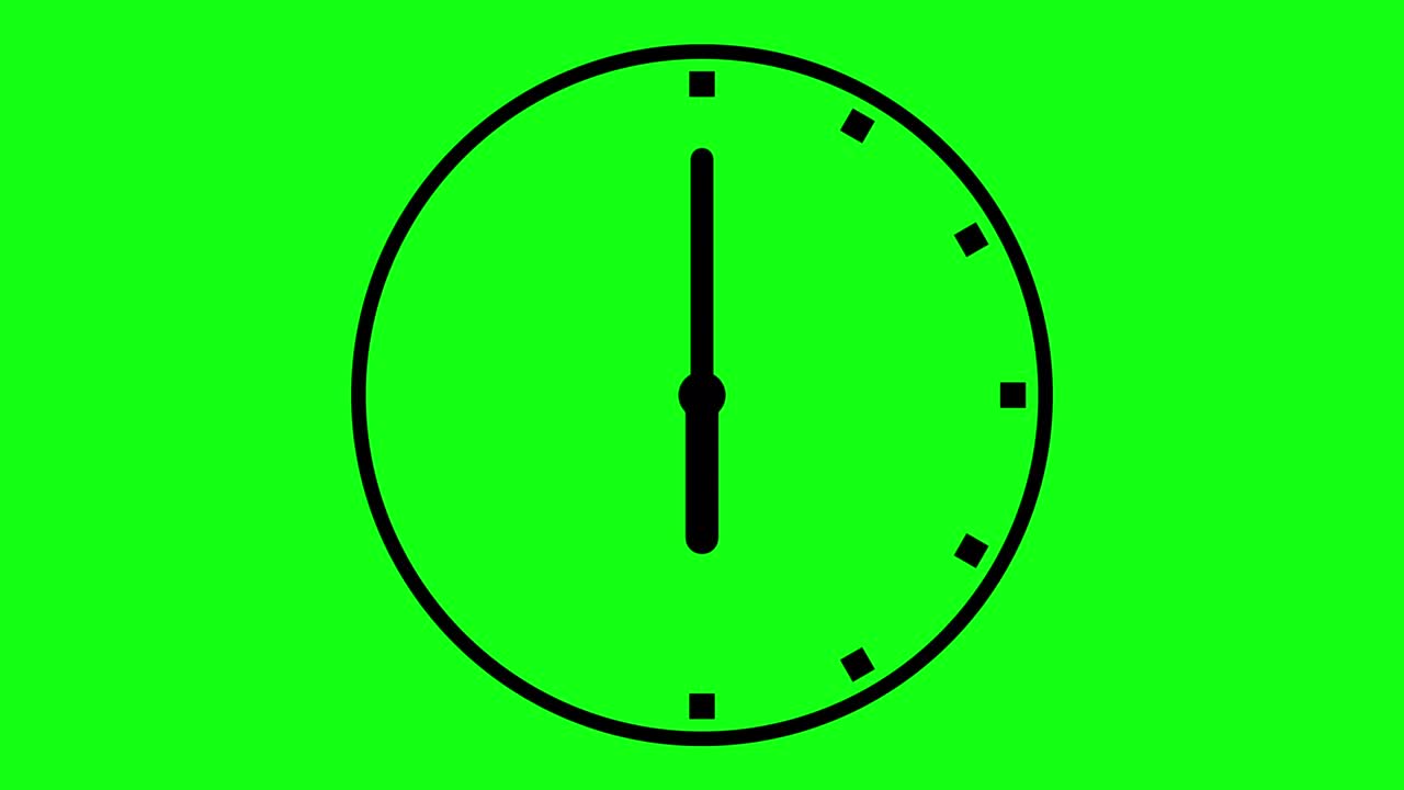 animación del reloj en 12 horas animación de bucle en fondo verde icono animado del cronómetro