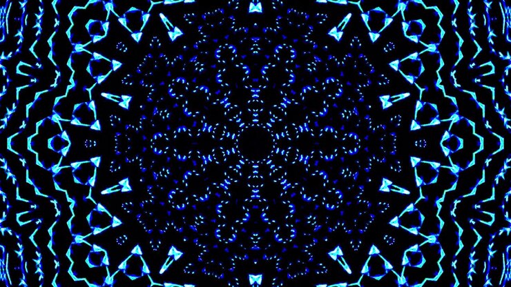 Seamless circle. 4K,bright light that arranges subtle color blue movements with dots waves