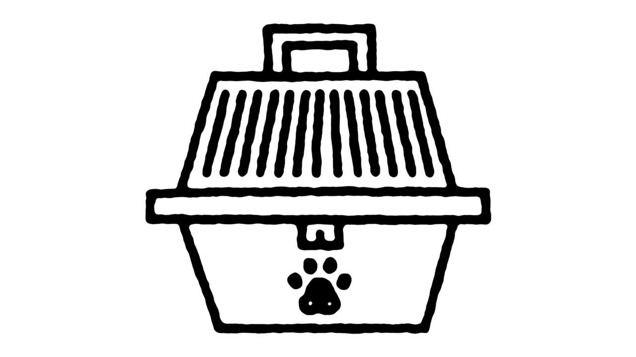 애완동물 캐리어 스케치 라인 아이콘 애니메이션