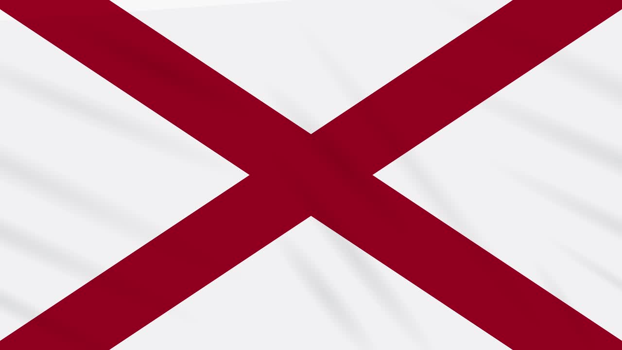 la bandera de alabama flota en el viento, bucle para el fondo