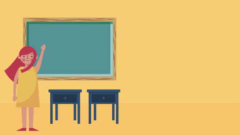 niña estudiante en el aula animación de personajes