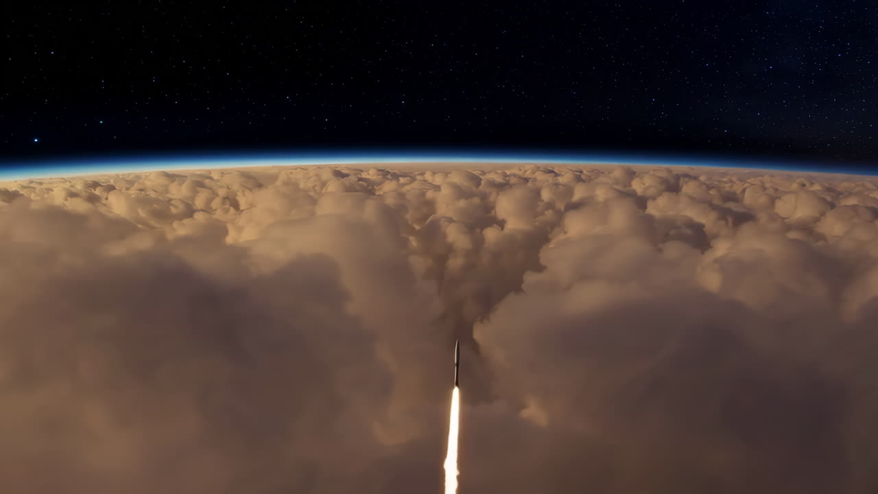 Rocket Launch into Space at Night