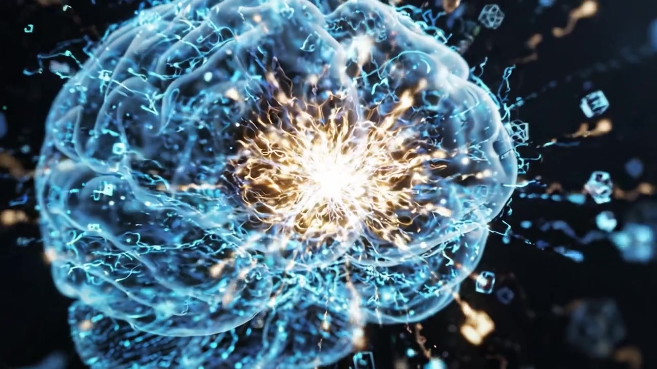 The Intricate Dance of Neural Activity: Visualization of a Brain's Dynamic Processes Unfolding Through Energy and Light
