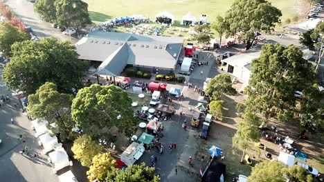 Aerial-view-of-a-festival-in-the-outer-suburbs-of-Melbourne,-Victoria,-Australia