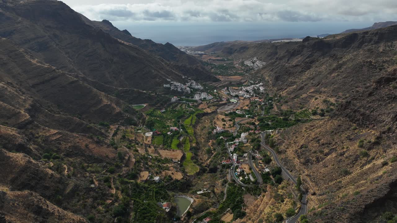 Fantastic timelapse over the Agaete Valley on the island of Gran Canaria, a volcanic landscape with beautiful moving clouds.