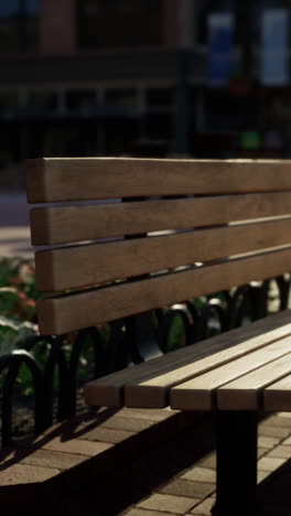 banco de madera en el parque en el entorno de la ciudad