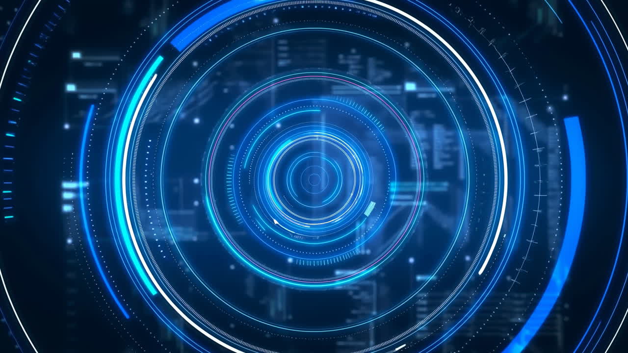 Interfaccia Digitale Blu Dinamica con Cerchi Cibernetici