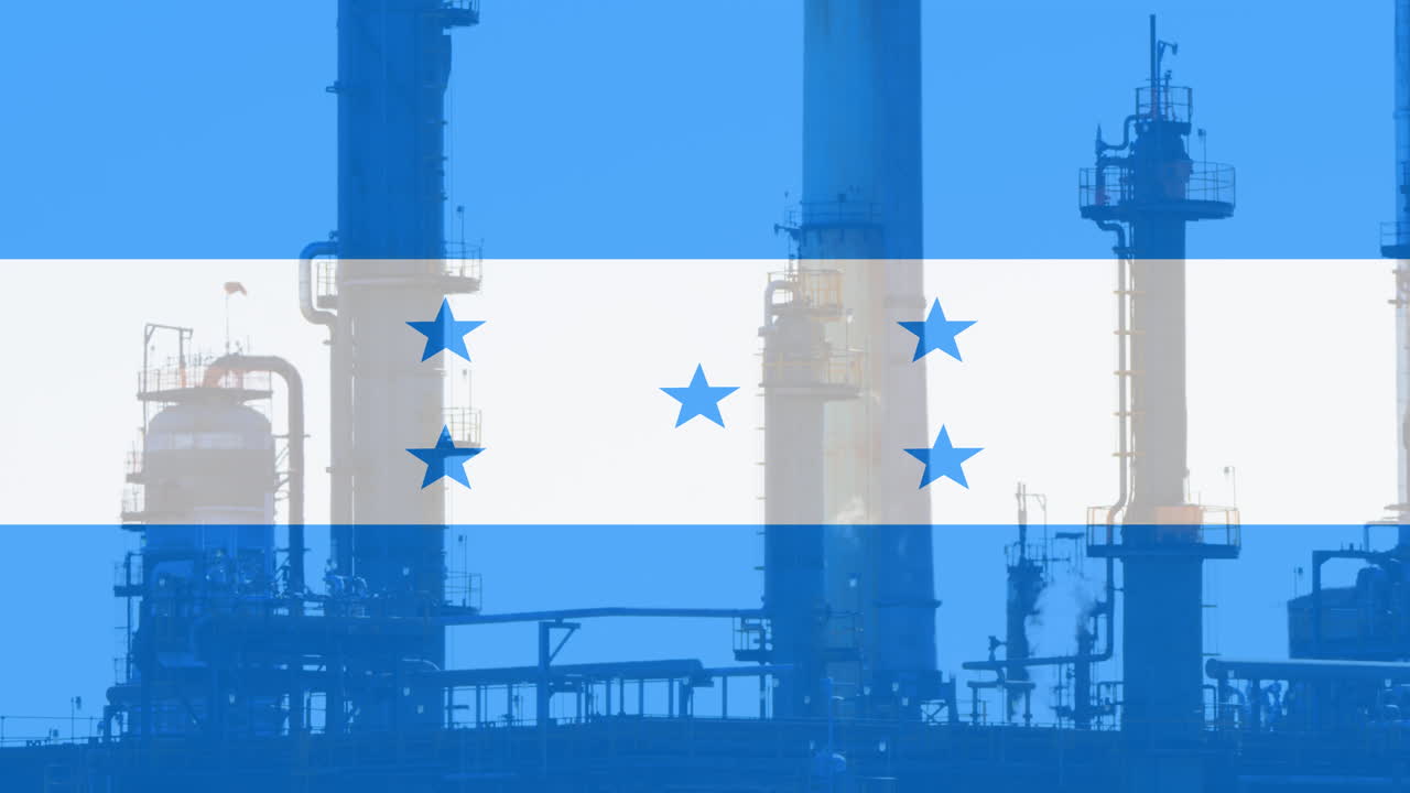 Animation of flag of honduras over factory