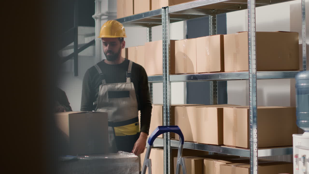 trabajadores de almacén que empacan cajas