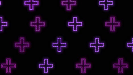 pulsing neon purple crosses pattern in rows 1
