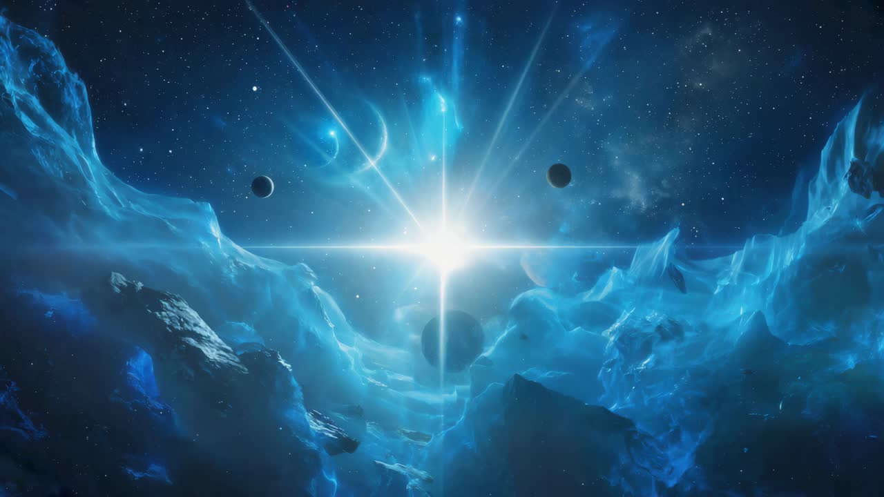 A stunning nebula in deep space with planets and stars