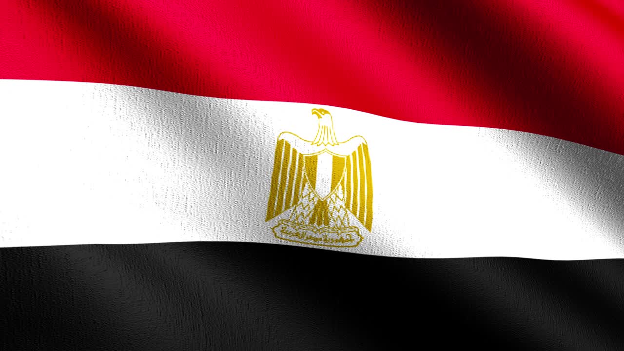 이집트 국기 바람에 불어오는 고립 된 공식 애국적 추상 디자인 3d 렌더링 기호의 일러스트레이션