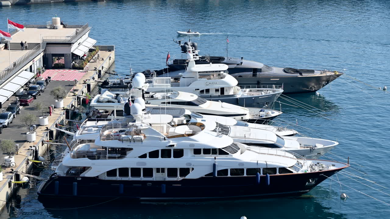 Aerial view of boats docked in the Monaco Marina