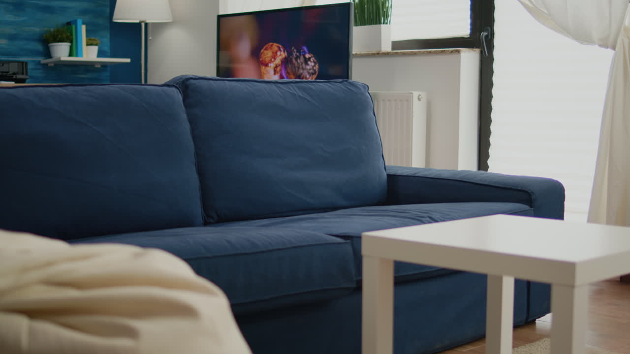 Empty modern living room with no people