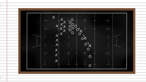 Animation-of-game-plan-on-black-board-over-white-background