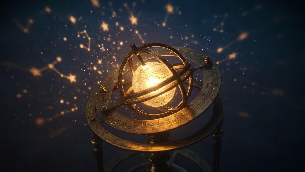 An Enchanting Celestial Globe Illuminating the Cosmos with Sparkling Stars: A Captivating Fusion of Science and Art in a Mystical Atmosphere