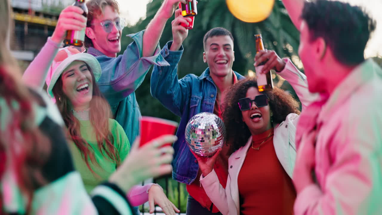 Group of young people partying and having fun