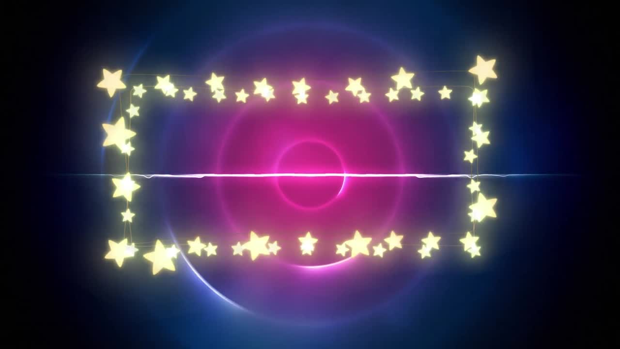 animación de la decoración de navidad luces de hadas con espacio de copia sobre círculos rosados