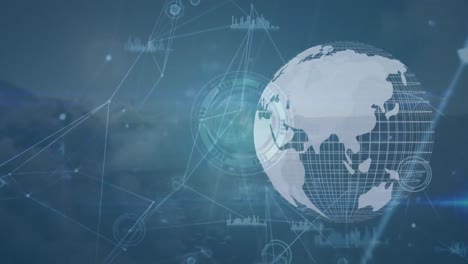animation of data processing over globe with connecttions