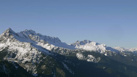 rocky mountain ranges with snow covered peaks in canada during winter