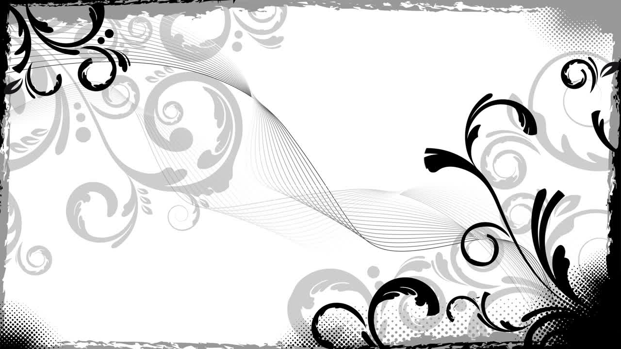 텍스트를 위한 공간과 함께 추상적인 검은색과 회색의 꽃 애니메이션