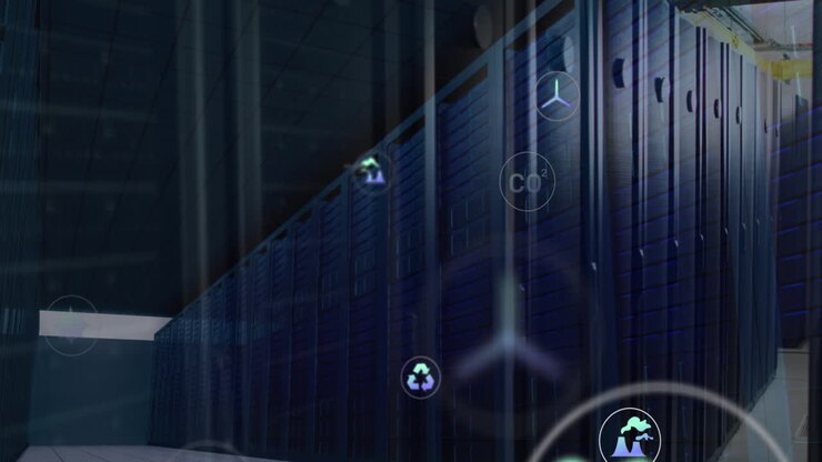 Animation of digital icons and data processing over computer servers
