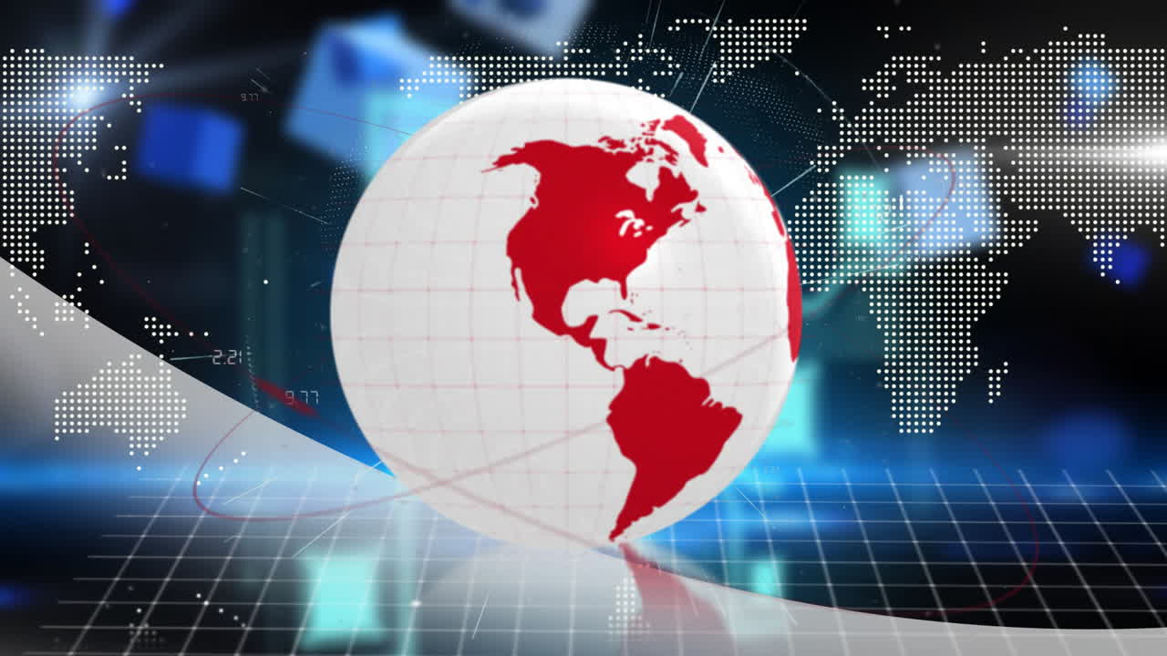 animação de rede de conexões e globo sobre fundo escuro