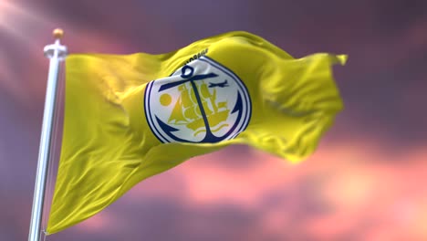 flag of anchorage at sunset, in alaska in united states of america - loop