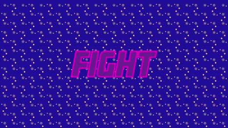 animation of fight text and shapes on blue background