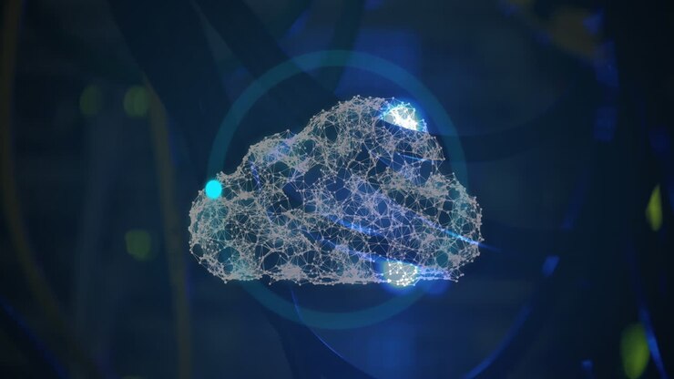 Animation of loading ring over network of connections
