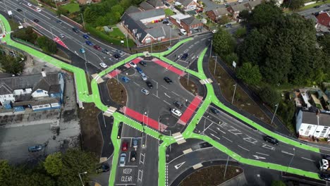 aerial view looking down over st helens cyclops traffic optimisation sustainable junction intersection, england