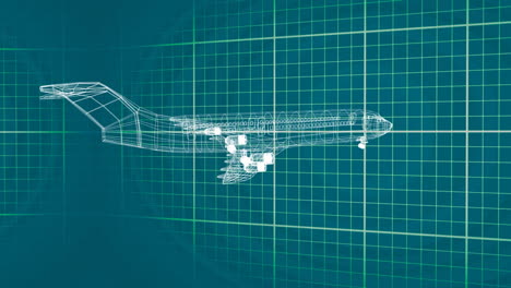 animation of 3d airplane drawing spinning on grid