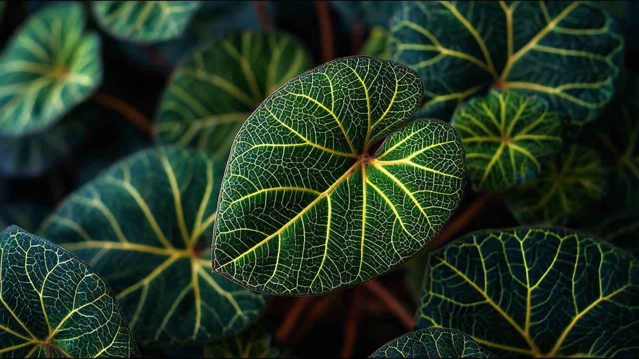 A Captivating Close-Up of Heart-Shaped Leaves Showcasing Intricate Veins and Vibrant Green Colors, Perfect for Plant Lovers and Nature Enthusiasts