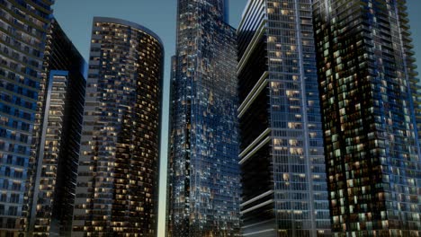 city skyscrapers at night