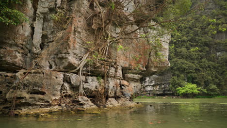 Passing-by-stony-crags-in-a-green-river