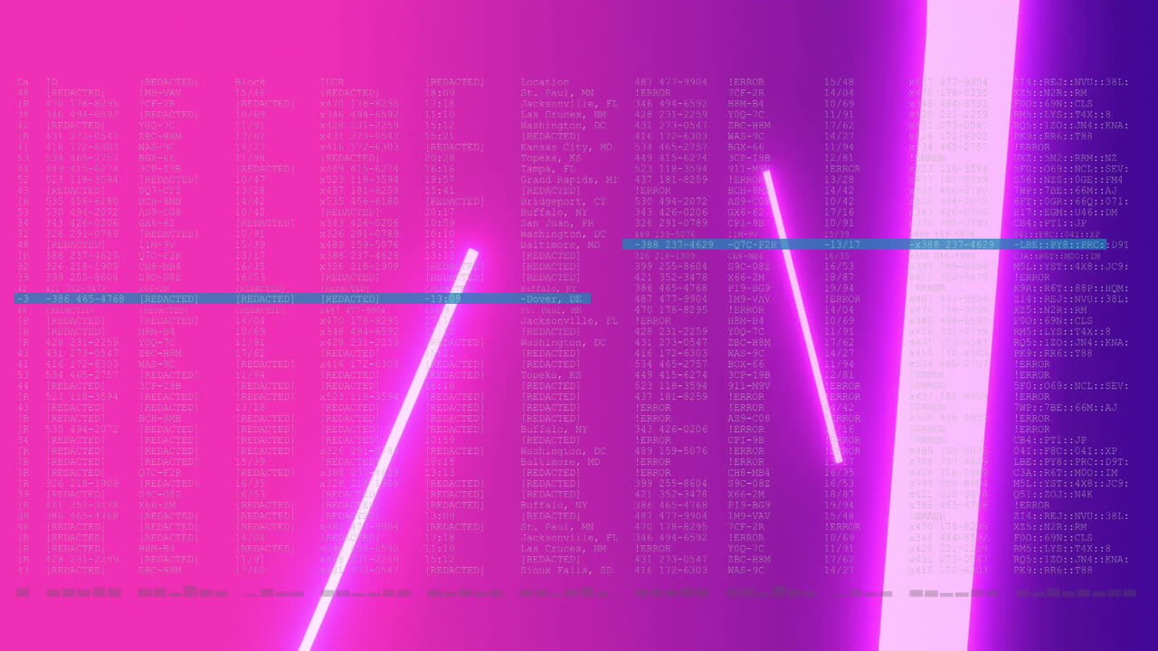 Neon lights with digital code forming animation for futuristic technology theme